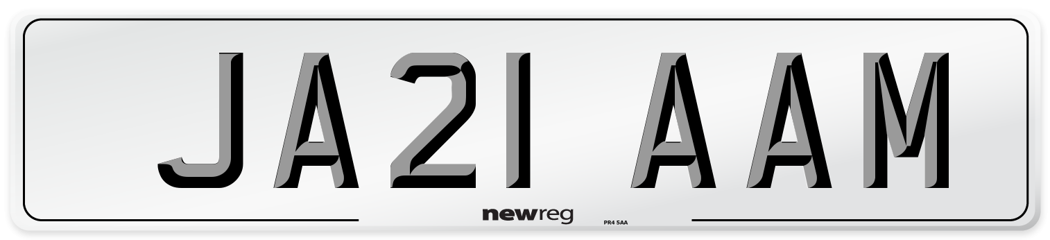 JA21 AAM Number Plate from New Reg